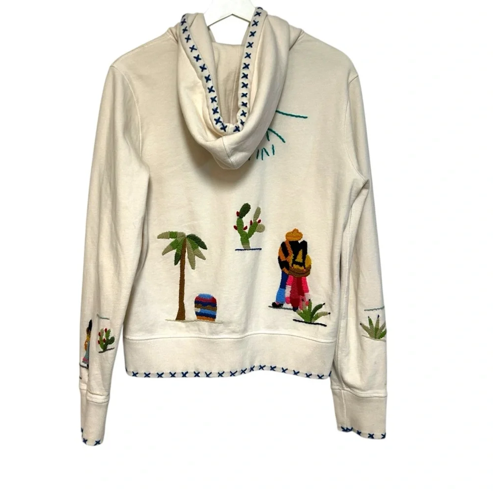Lucky brand L sweatshirt zip up hoodie embroidery Mexican scene boho Y2K vintage